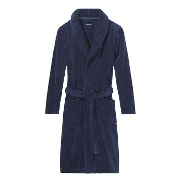 Halat de baie din bumbac organic cu cordon - Bleumarin