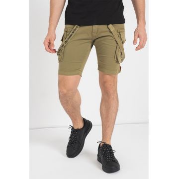 Pantaloni scurti cargo cu bretele detasabile - Kaki