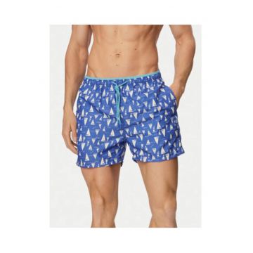 Pantaloni scurti de baie barbati -  albastru/alb - uscare rapida - poliester