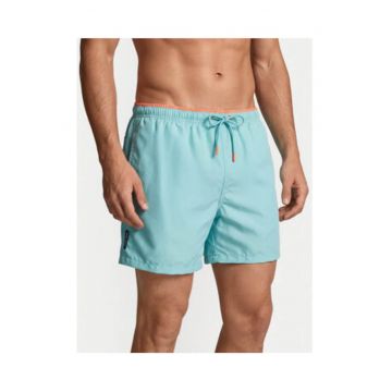 Pantaloni scurti de baie barbati -  albastru - poliester - design simplu