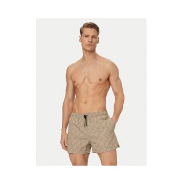 Pantaloni scurti de baie barbati -  bej - poliester - design grafic