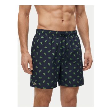Pantaloni scurti de baie barbati -  bleumarin/verde - poliester - imprimeu grafic