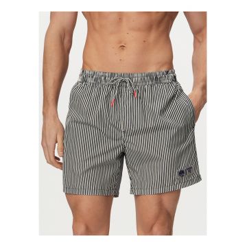 Pantaloni scurti de baie barbati -  dungi - alb/albastru - poliester