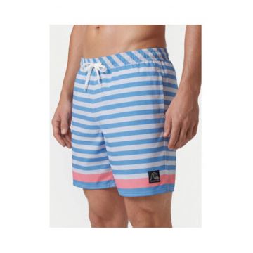 Pantaloni scurti de baie barbati -  dungi - multicolor - material poliester reciclat