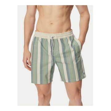 Pantaloni scurti de baie barbati -  dungi - multicolor - poliester reciclat/elastan
