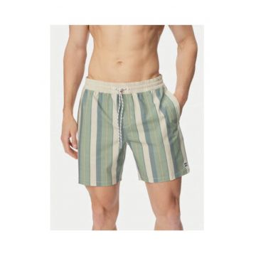 Pantaloni scurti de baie barbati -  dungi - multicolor - poliester reciclat/elastan