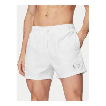 Pantaloni scurti de baie barbati -  Emporio Armani - alb - uscare rapida - talie elastica - poliester