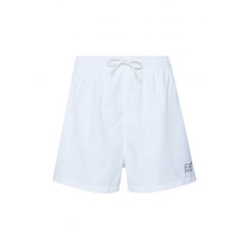 Pantaloni scurti de baie barbati -  Emporio Armani - alb - uscare rapida - talie elastica - poliester