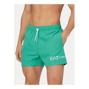 Pantaloni scurti de baie barbati -  Emporio Armani - verde si alb - poliester - imprimeu grafic