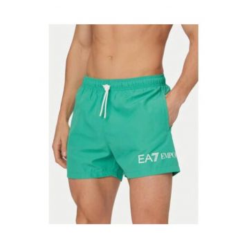 Pantaloni scurti de baie barbati -  Emporio Armani - verde si alb - poliester - imprimeu grafic