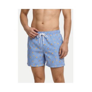 Pantaloni scurti de baie barbati -  multicolor - dungi - poliester reciclat -