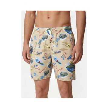 Pantaloni scurti de baie barbati -  multicolor - imprimeu grafic - poliester