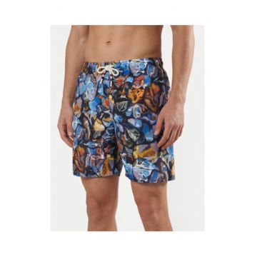 Pantaloni scurti de baie barbati -  multicolor - poliester - imprimeu grafic