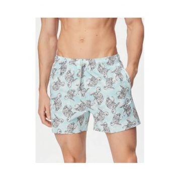 Pantaloni scurti de baie barbati -  multicolor - poliester - imprimeu grafic