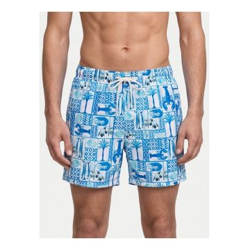 Pantaloni scurti de baie barbati  multicolor - poliester reciclat - croiala regular fit -