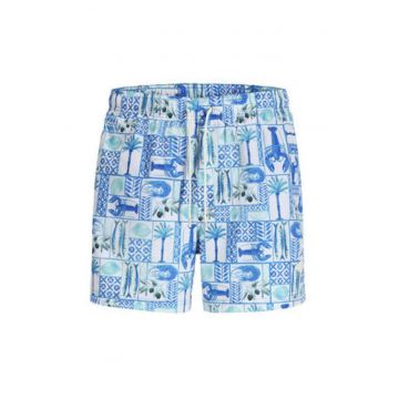 Pantaloni scurti de baie barbati  multicolor - poliester reciclat - croiala regular fit -