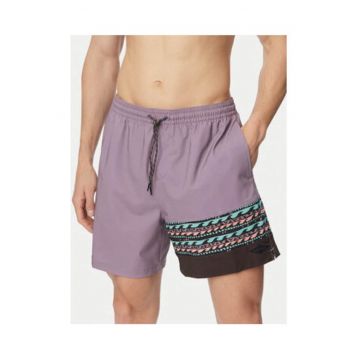 Pantaloni scurti de baie barbati -  multicolor - poliester reciclat/elastan - imprimeu grafic