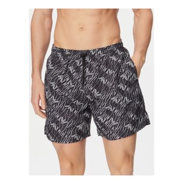 Pantaloni scurti de baie barbati -  negru/alb - poliester - croiala Regular Fit