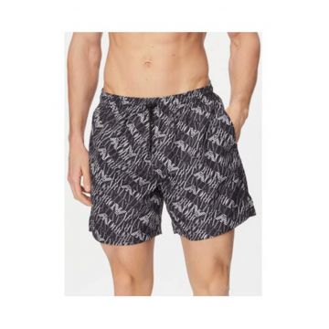 Pantaloni scurti de baie barbati -  negru/alb - poliester - croiala Regular Fit