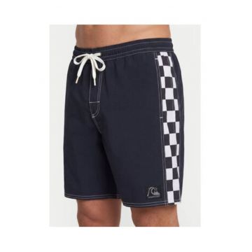 Pantaloni scurti de baie barbati -  negru/alb - poliester reciclat - croiala regular fit