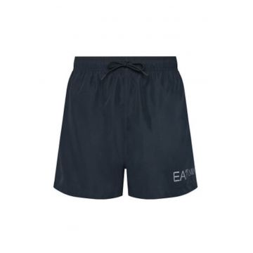 Pantaloni scurti de baie barbati -  negru - poliester - imprimeu grafic