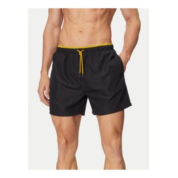Pantaloni scurti de baie barbati -  negru - poliester - imprimeu uni