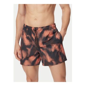 Pantaloni scurti de baie barbati -  poliester reciclat - Rosu/Negru
