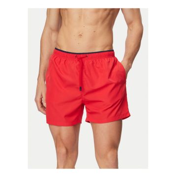 Pantaloni scurti de baie barbati -  rosu - poliester - croiala regular fit