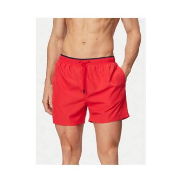Pantaloni scurti de baie barbati -  rosu - poliester - croiala regular fit