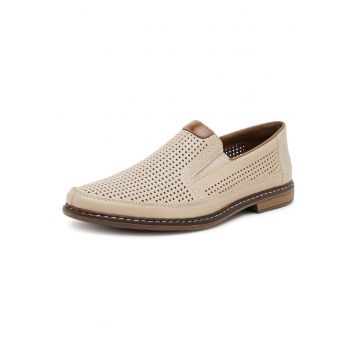Pantofi barbatesti -  bej - piele naturala - varf rotund