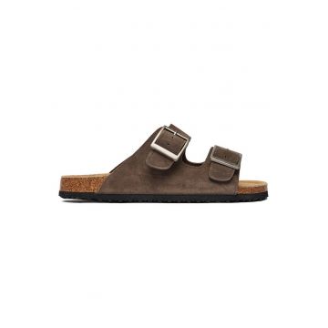 Papuci barbatesti  piele naturala - maro - design minimalist - confort exceptional