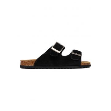 Papuci barbati  piele naturala - negru - design minimalist - confort exceptional -