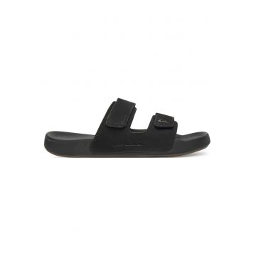 Papuci  RAPID-01 - piele naturala - negru - inchidere velcro - confortabili