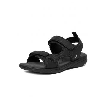 Sandale barbatesti  piele ecologica - negru - sistem inchidere Velcro - material textil