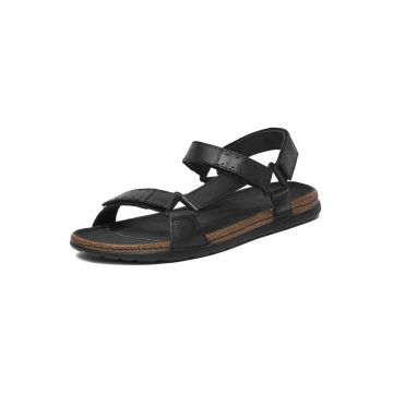 Sandale barbatesti  piele naturala - negru - sistem inchidere Velcro