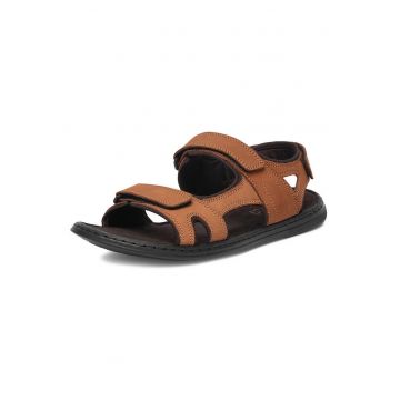 Sandale barbatesti  piele nubuc - inchidere Velcro - maro