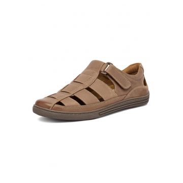 Sandale barbatesti  Velcro - piele naturala - maro - confortabile