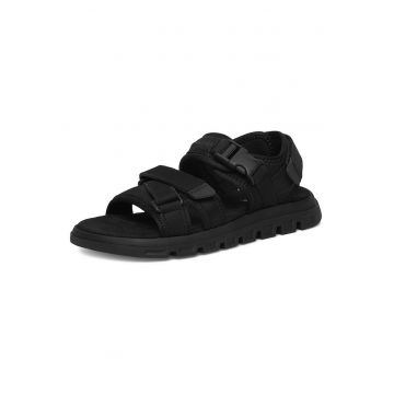 Sandale pentru barbati  piele naturala - negru - sistem inchidere Velcro