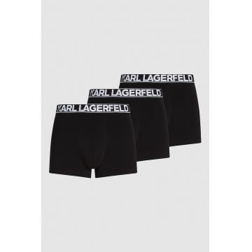 Set de boxeri cu banda logo in talie - 3 perechi - Negru