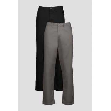 Set de pantaloni drepti - 2 perechi - Negru/Gri inchis