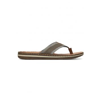 Slapi barbati  bej - material textil si piele naturala - confortabili - durabili