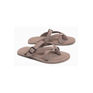 Slapi barbati din piele intoarsa - cu doua bretele de sustinere OM-FOSF-0253 - Gri