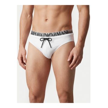 Slip de baie barbati -  alb - poliester/elastan - design minimalist