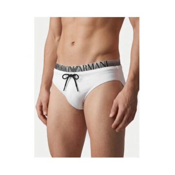 Slip de baie barbati -  alb - poliester/elastan - design minimalist