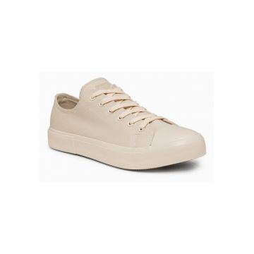 Tenisi barbati din bumbac cu sireturi design modern OM-FOTL-0189 - Maro nisipiu