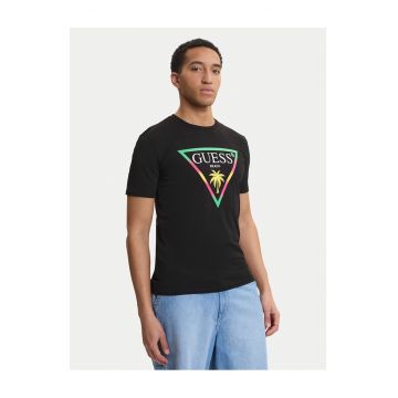 Tricou barbati -  slim fit - bumbac/elastan - negru