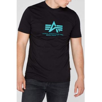 Tricou de bumbac cu imprimeu logo - Negru/Albastru