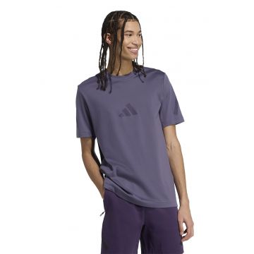 Tricou de bumbac cu model monograma Z.N.E - Lila pal