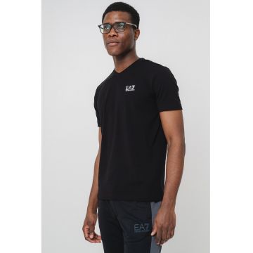 Tricou din amestec de bumbac cu logo - Negru stins/Alb optic