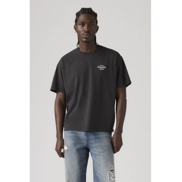 Tricou lejer din bumbac cu imprimeu - Alb/Gri antracit/Albastru deschis neon